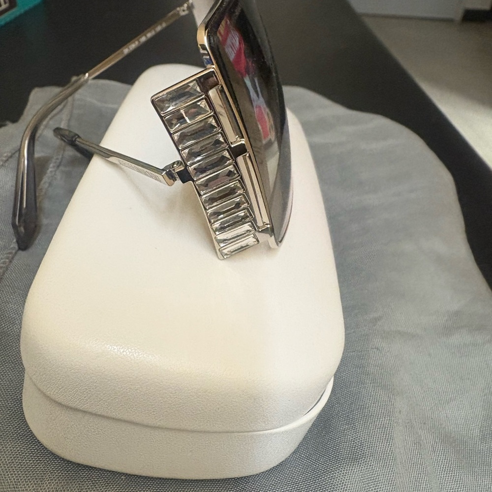 Silver Sunglasses with Crystal Accents